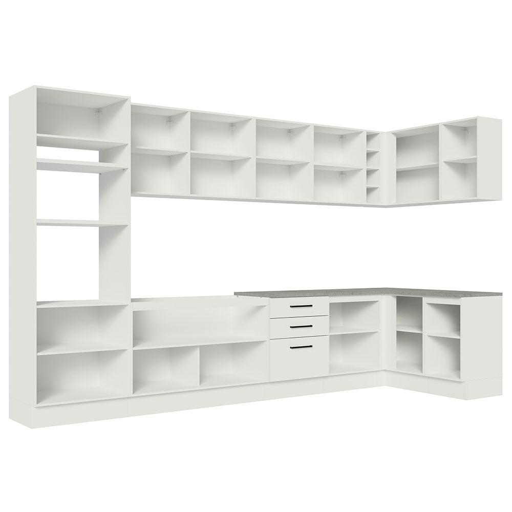 Armário de Cozinha Planejada de Canto 499cm Branco Agata Madesa 01