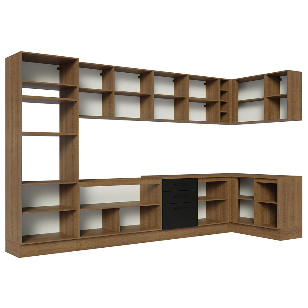 Armário de Cozinha Planejada de Canto 499cm Rustic/Preto Agata Madesa 01