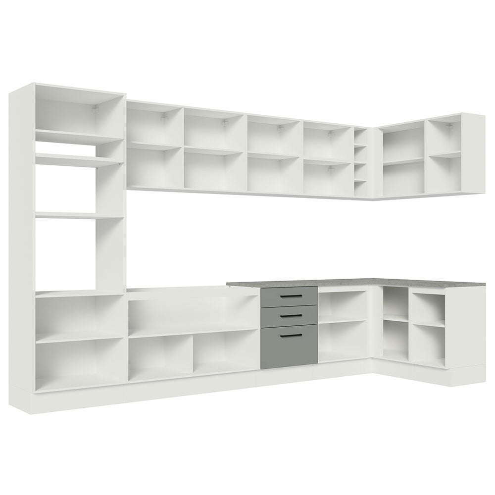 Armário de Cozinha Planejada de Canto 499cm Branco/Cinza Agata Madesa 01