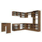 Armário de Cozinha Completa de Canto 504cm Rustic/Branco Glamy Madesa 01