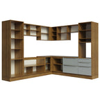 Armário de Cozinha Completa de Canto 546 x 60 cm Rustic/Cinza Lux Madesa 01