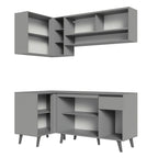 Armário de Cozinha Completa de Canto 265cm Cinza Nice Madesa 01