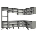 Armário de Cozinha Completa de Canto 465cm Cinza Nice Madesa 01