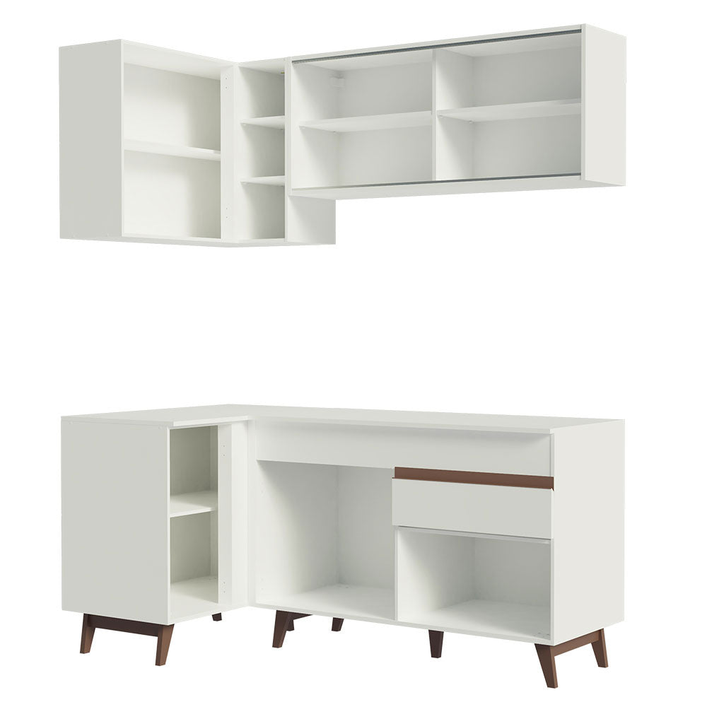 Armário de Cozinha Completa de Canto 262cm Branco Reims Madesa 01