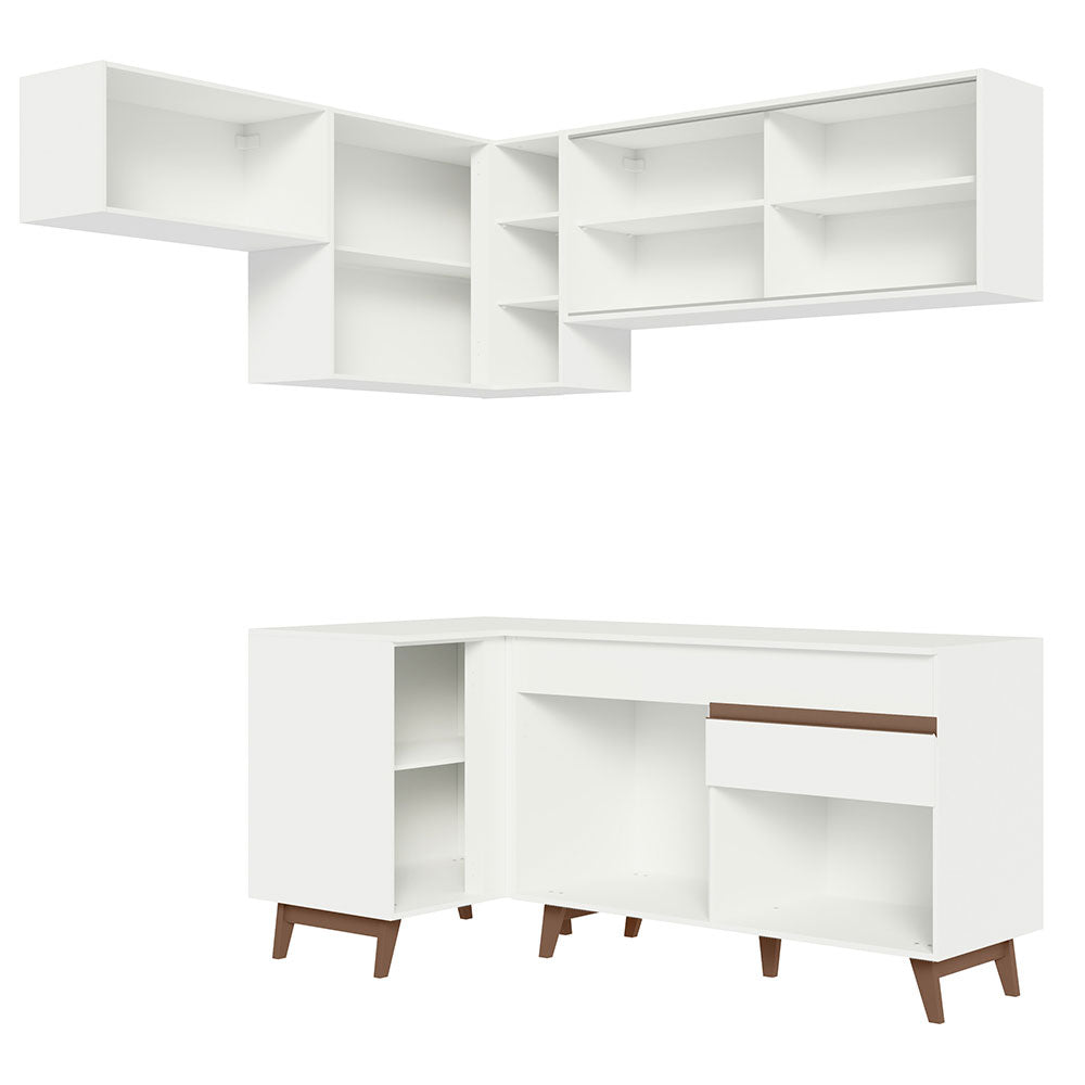 Armário de Cozinha Completa de Canto 332cm Branco Reims Madesa 03