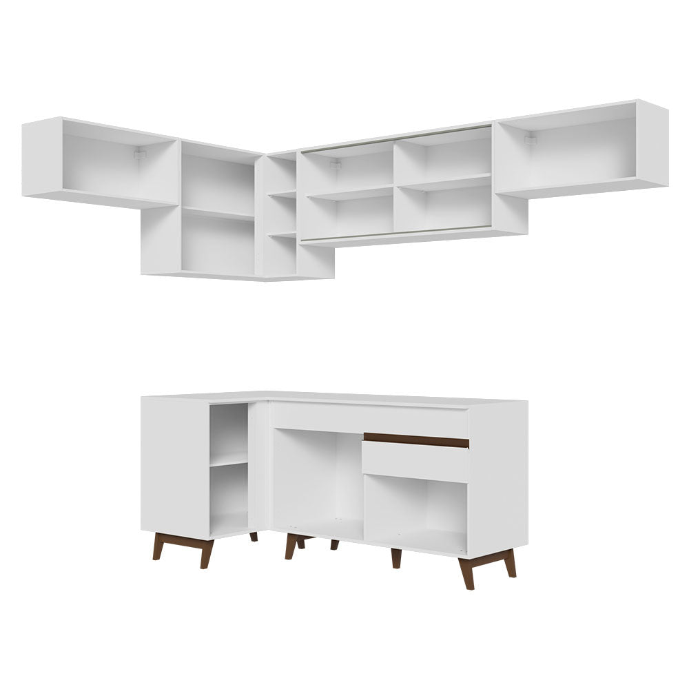 Armário de Cozinha Completa de Canto 402cm Branco Reims Madesa 04