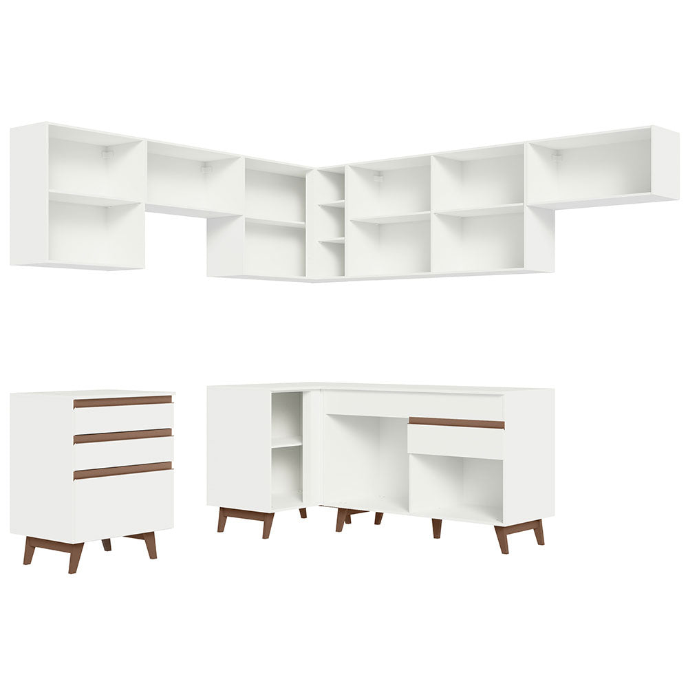 Armário de Cozinha Completa de Canto 462cm Branco Reims Madesa 03
