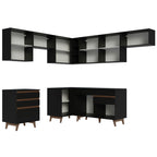Armário de Cozinha Completa de Canto 462cm Preto Reims Madesa 03