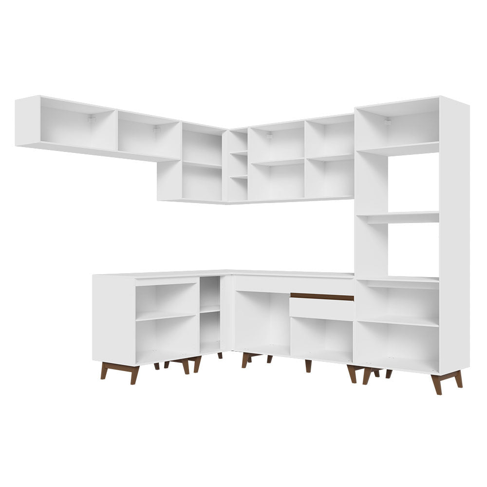Armário de Cozinha Completa de Canto 472cm Branco Reims Madesa 01