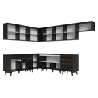 Armário de Cozinha Completa de Canto 512cm Preto Reims Madesa 01