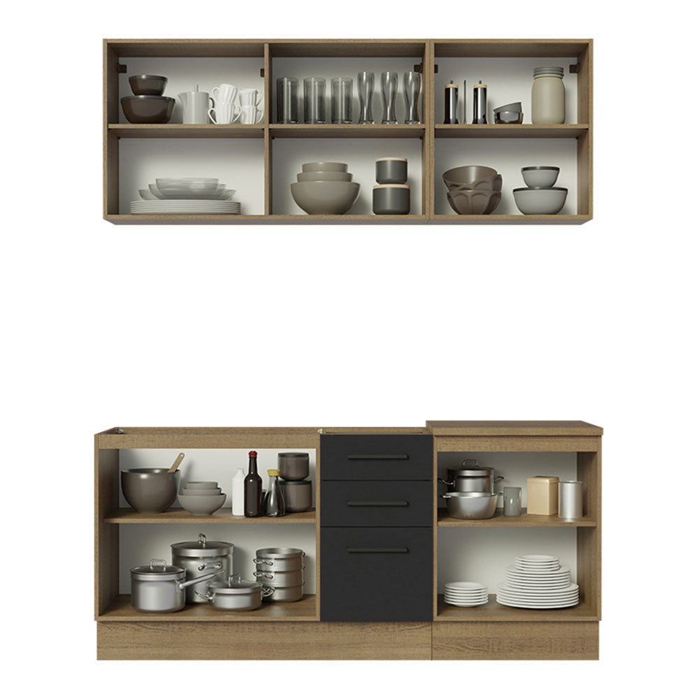 Armário de Cozinha Compacta 180cm Rustic Preto Agata Madesa 01