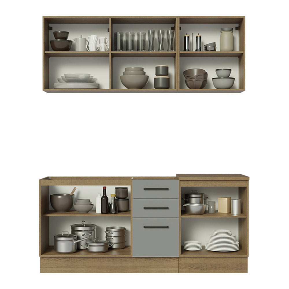 Armário de Cozinha Compacta 180cm Rustic Cinza Agata Madesa 01