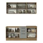 Armário de Cozinha Compacta 180cm Rustic Cinza Agata Madesa 01
