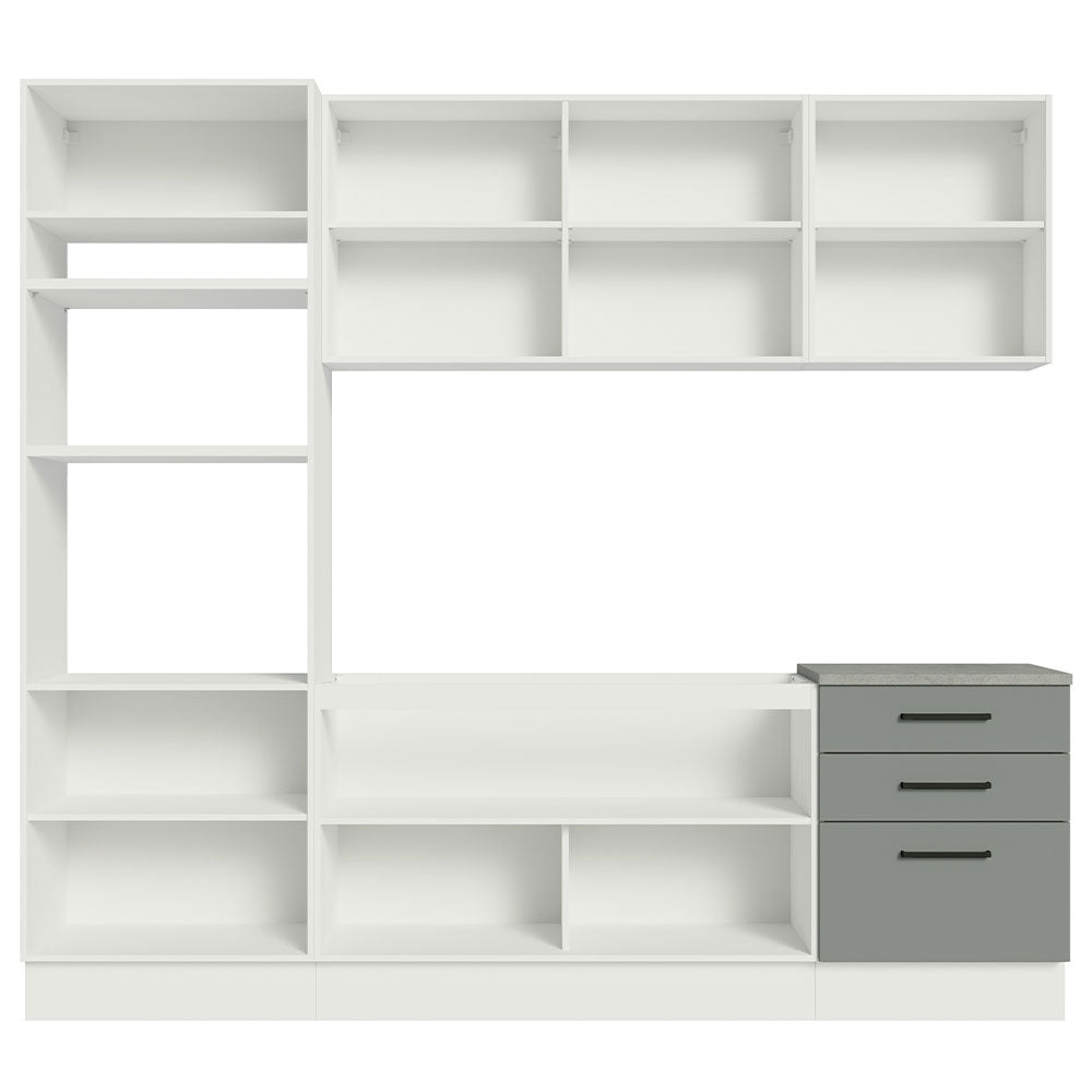 Armário de Cozinha Completa 250cm Branco/Cinza Agata Madesa 01