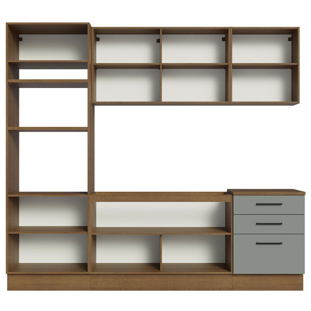 Armário de Cozinha Completa 250cm Rustic/Cinza Agata Madesa 01