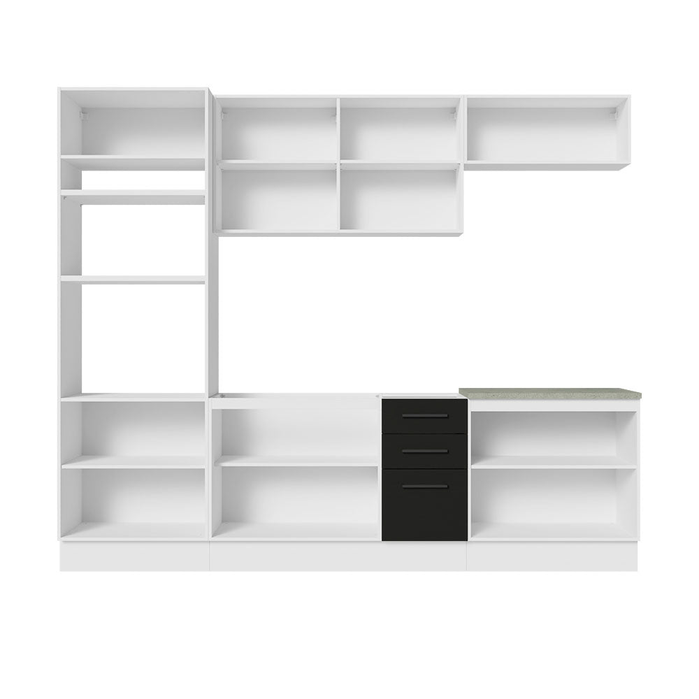 Armário de Cozinha Completa 270cm Branco/Preto Agata Madesa 01