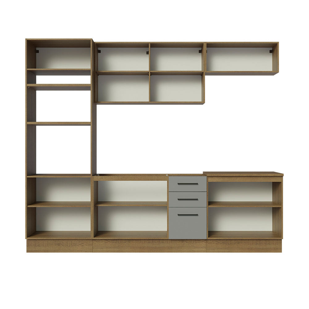 Armário de Cozinha Completa 270cm Rustic/Cinza Agata Madesa 01