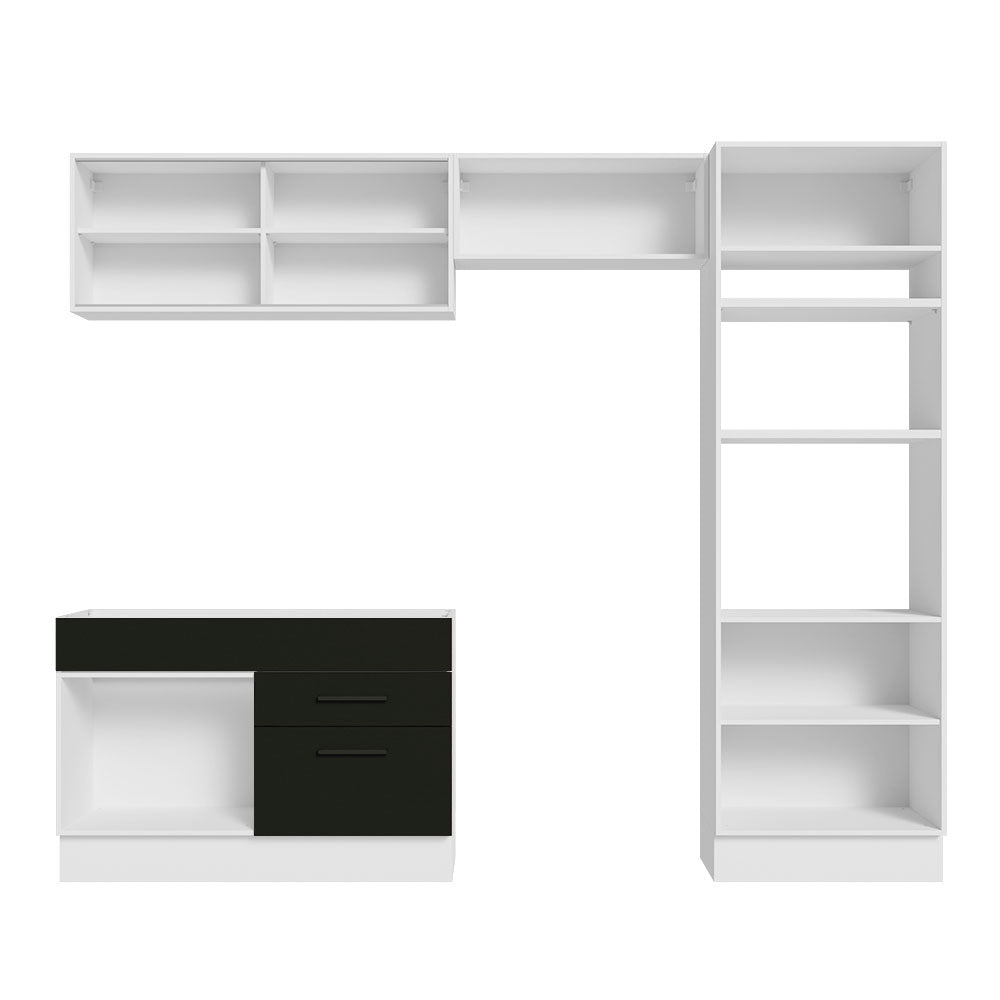 Armário de Cozinha Completa 270cm Branco/Preto Agata Madesa 05