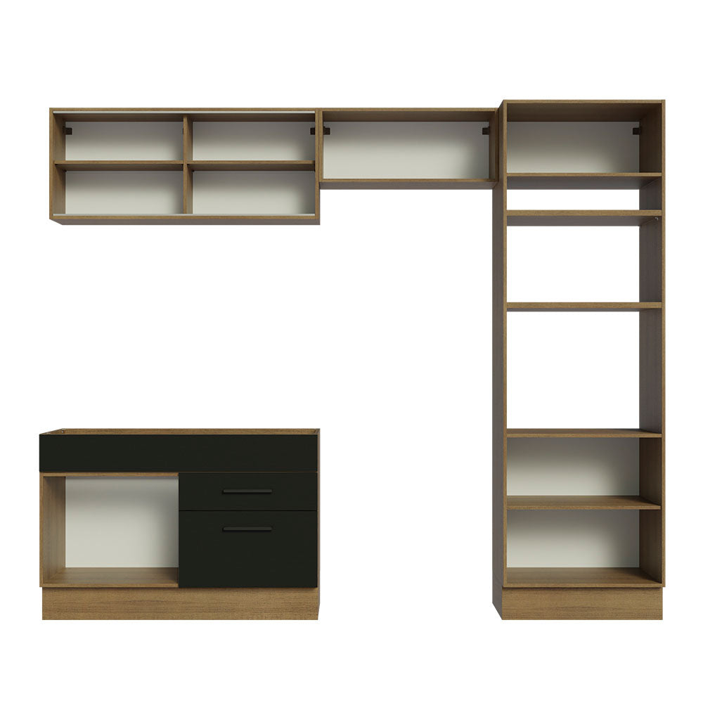 Armário de Cozinha Completa 270cm Rustic/Preto Agata Madesa 05