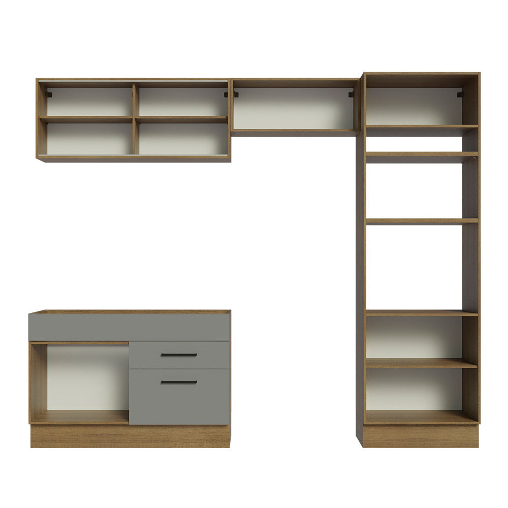 Armário de Cozinha Completa 270cm Rustic/Cinza Agata Madesa 05