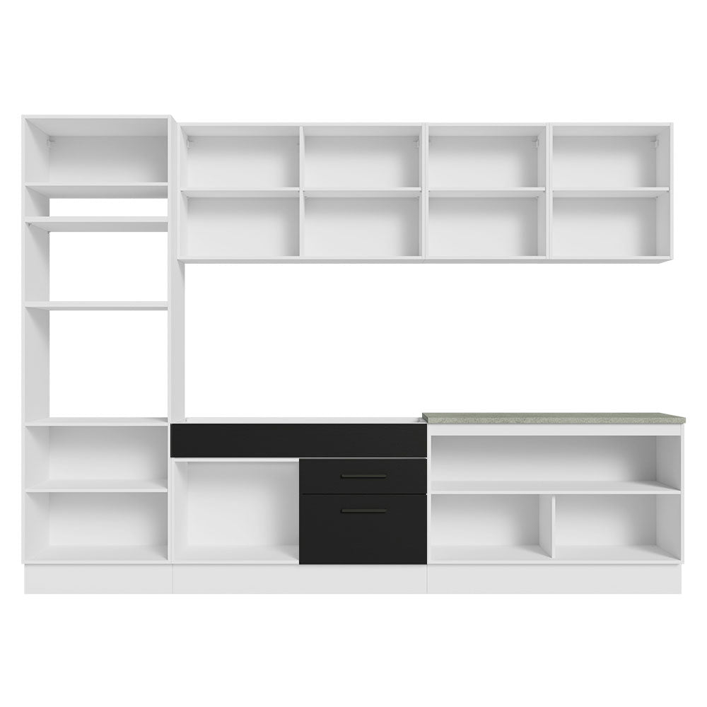 Armário de Cozinha Completa 310cm Branco/Preto Agata Madesa 02