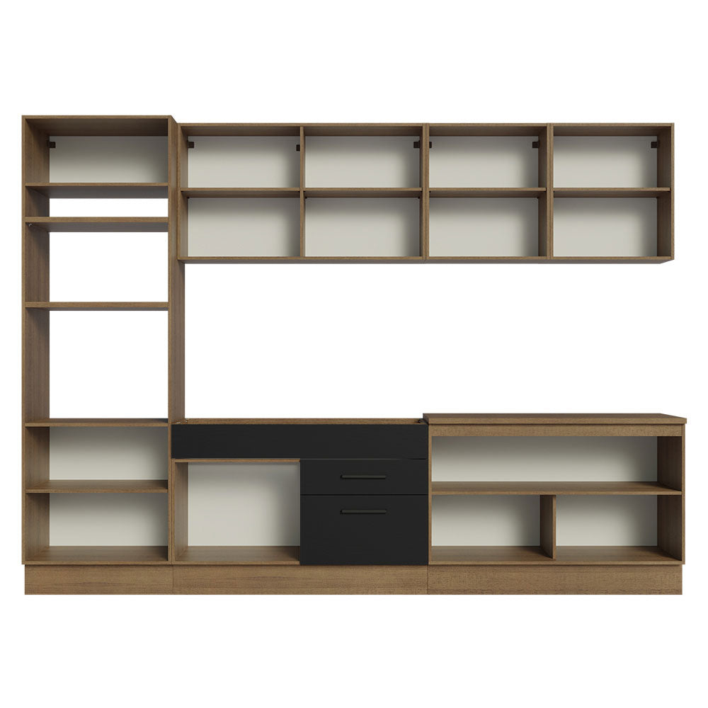 Armário de Cozinha Completa 310cm Rustic/Preto Agata Madesa 02