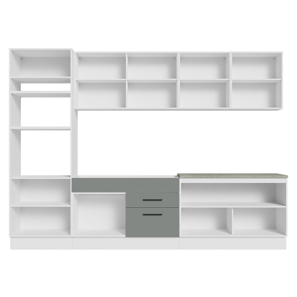 Armário de Cozinha Completa 310cm Branco/Cinza Agata Madesa 02