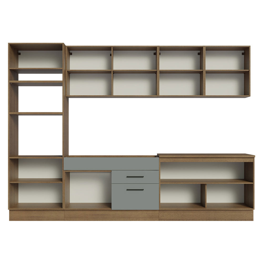 Armário de Cozinha Completa 310cm Rustic/Cinza Agata Madesa 02