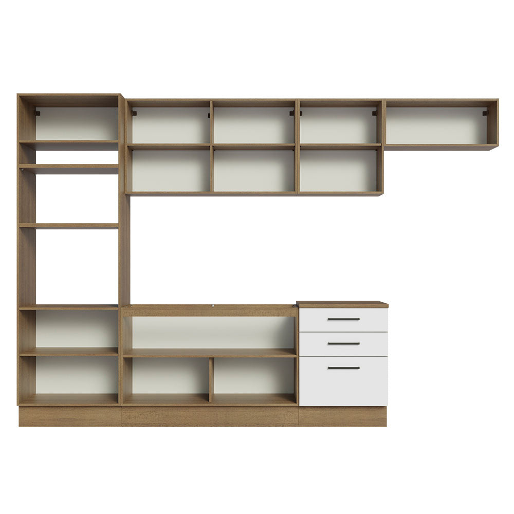 Armário de Cozinha Completa 330cm Rustic Branco Agata Madesa 01