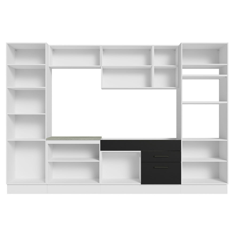 Armário de Cozinha Completa 330cm Branco/Preto Agata Madesa 02