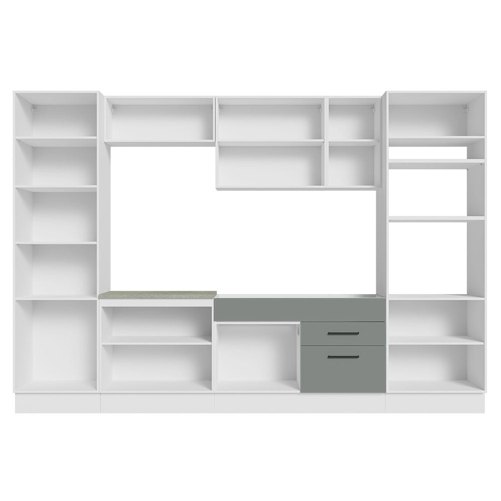 Armário de Cozinha Completa 330cm Branco/Cinza Agata Madesa 02