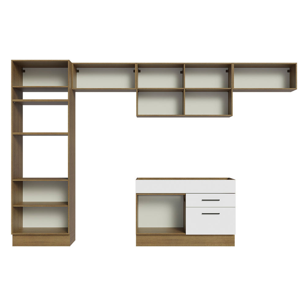 Armário de Cozinha Completa 350cm Rustic/Branco Agata Madesa 01