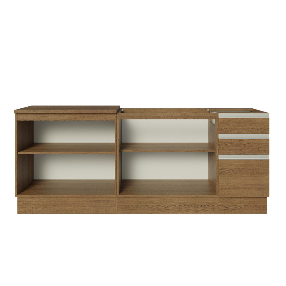 Kit com 2 Balcões de Cozinha Madesa Glamy 4 Portas 3 Gavetas (Sem Tampo e Pia) Rustic Rustic