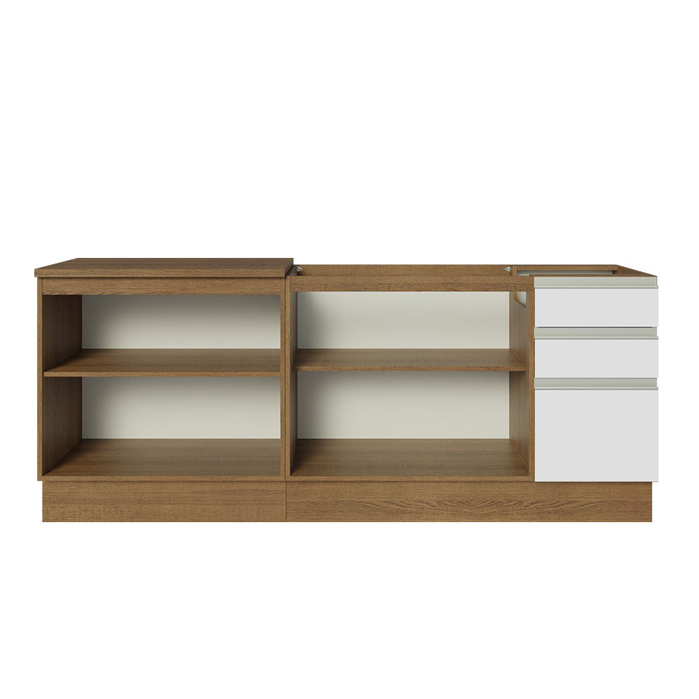 Kit com 2 Balcões de Cozinha Madesa Glamy 4 Portas 3 Gavetas (Sem Tampo e Pia) Rustic/Branco Rustic/Branco