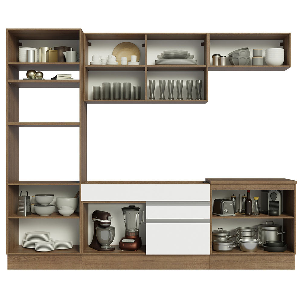 Armário de Cozinha Completa 270cm Rustic/Branco Glamy Madesa 13