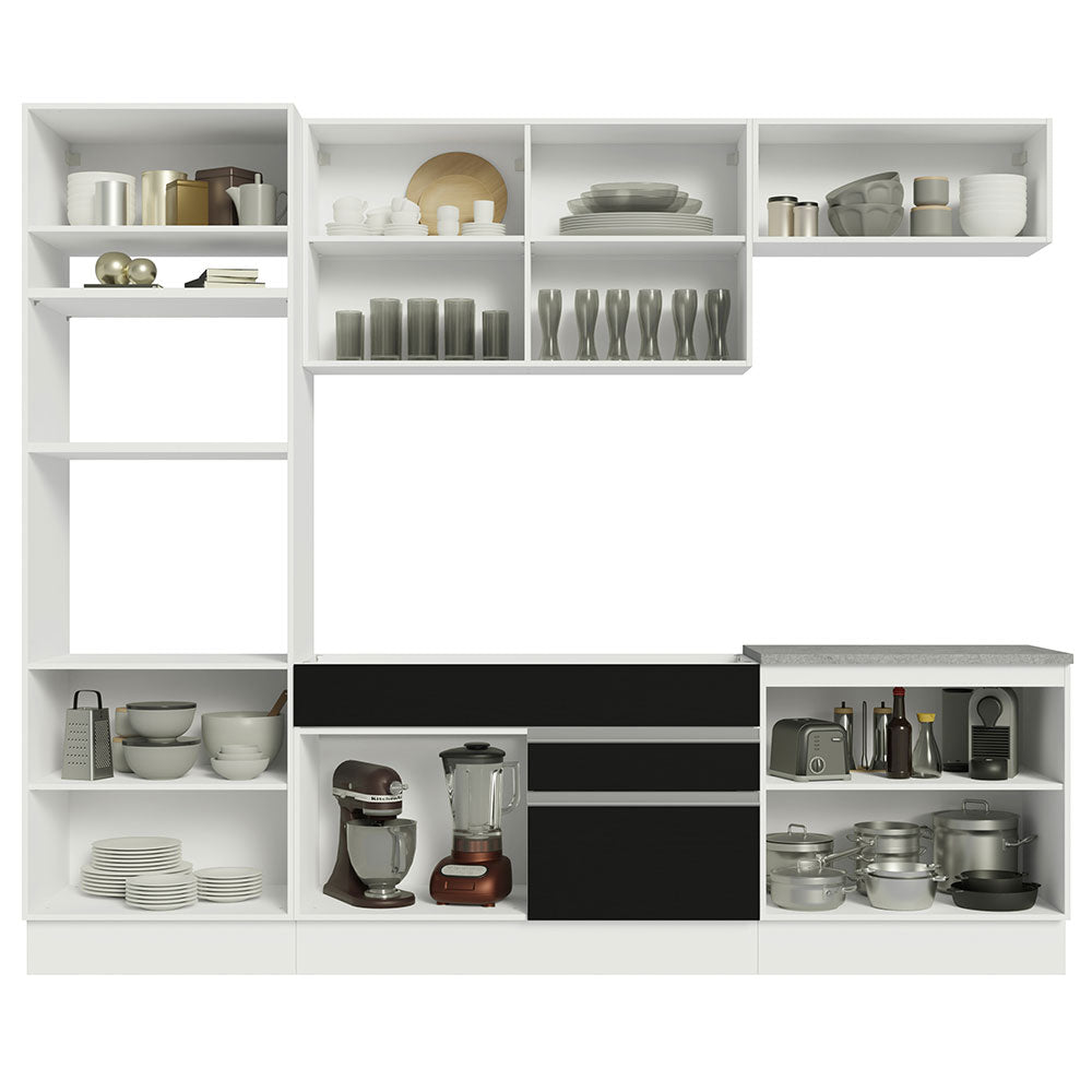 Armário de Cozinha Completa 270cm Branco/Preto Glamy Madesa 13