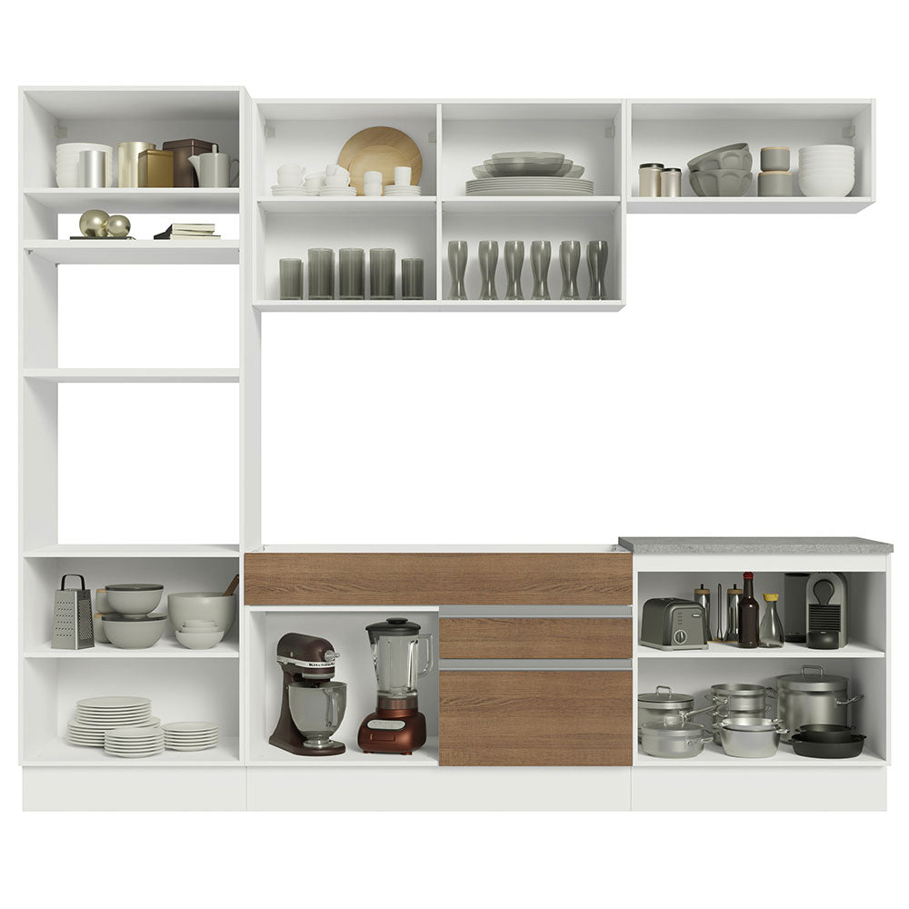 Armário de Cozinha Completa 270cm Branco/Rustic Glamy Madesa 13