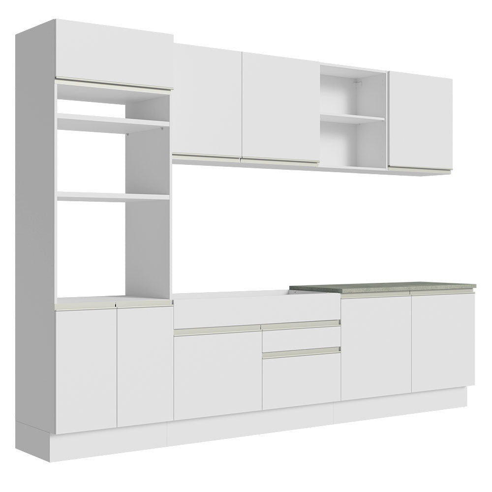 Armário de Cozinha Completa 310cm Branco Glamy Madesa 02