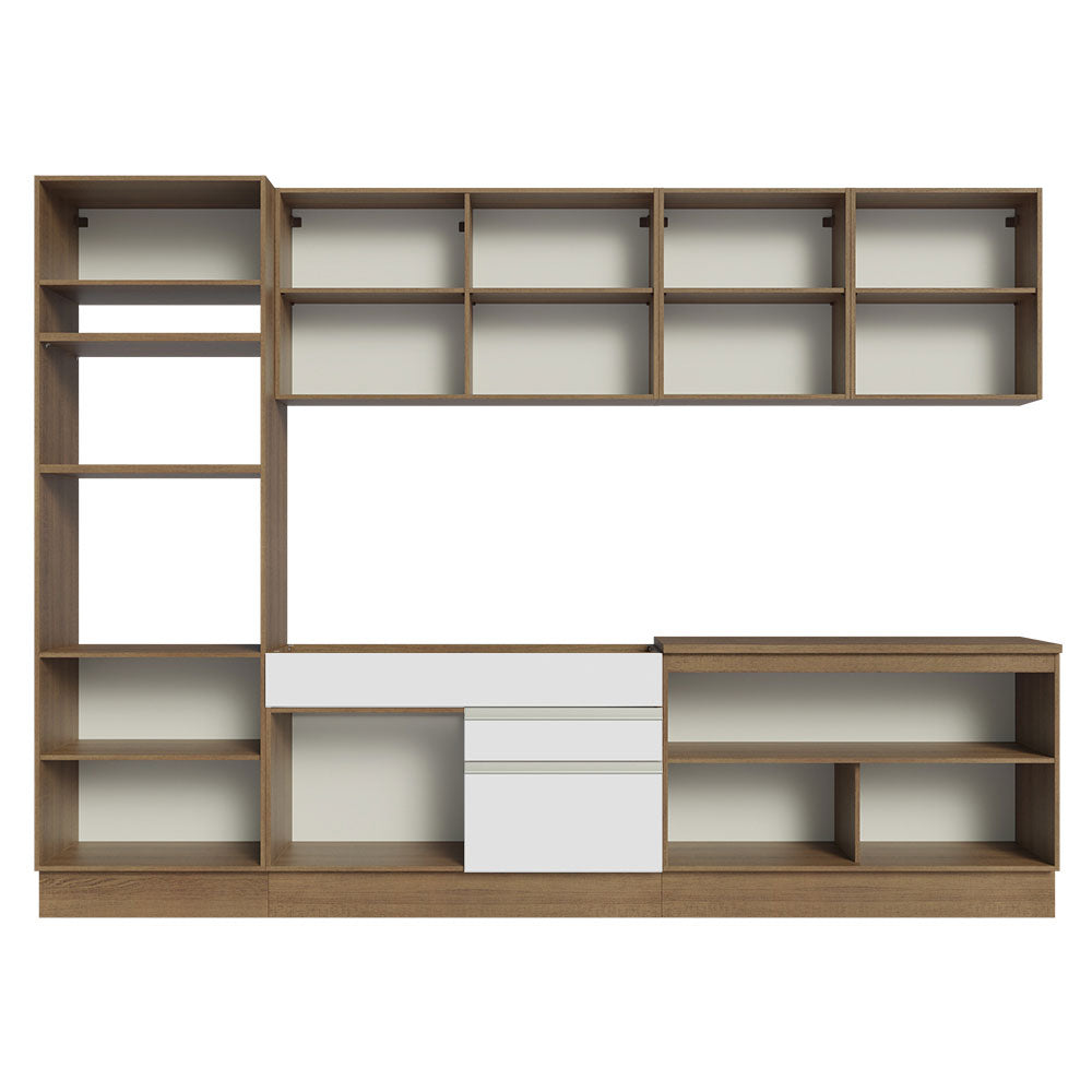 Armário de Cozinha Completa 310cm Rustic/Branco Glamy Madesa 02