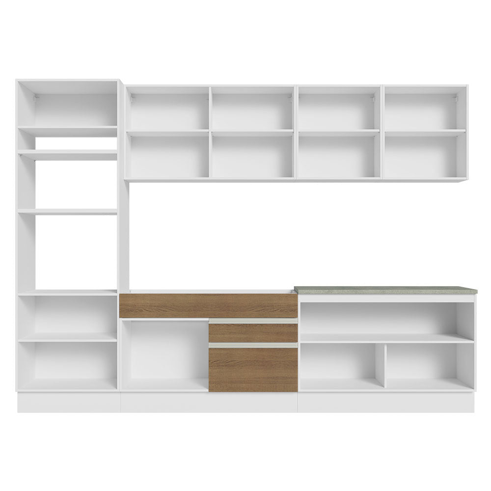 Armário de Cozinha Completa 310cm Branco/Rustic Glamy Madesa 02