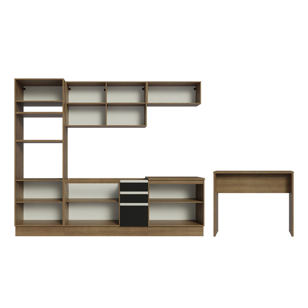 Armário de Cozinha Completa 315cm Rustic/Preto Glamy Madesa 02