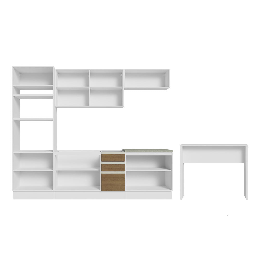 Armário de Cozinha Completa 315cm Branco/Rustic Glamy Madesa 02