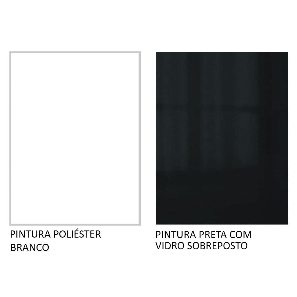 Kit com 2 Balcões de Cozinha 4 Portas 3 Gavetas 200 x 60 cm (Sem Tampo e Pia) Branco/Preto Lux Madesa