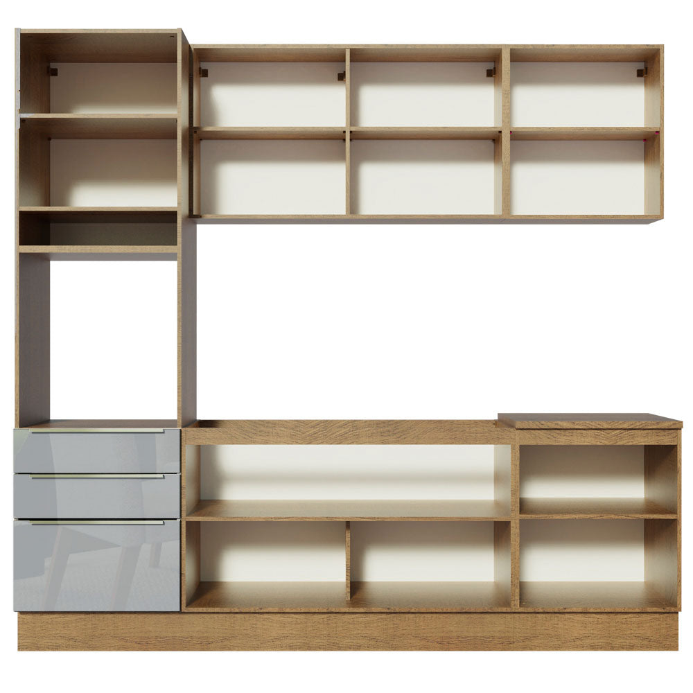 Armário de Cozinha Completa 240 x 60 cm Rustic/Cinza Lux Madesa 03