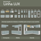 Armário de Cozinha Completa 270 cm Branco/Cinza Lux Madesa 08