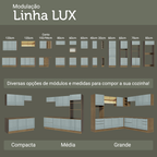 Armário de Cozinha Completa 270 cm Rustic/Cinza Lux Madesa 08
