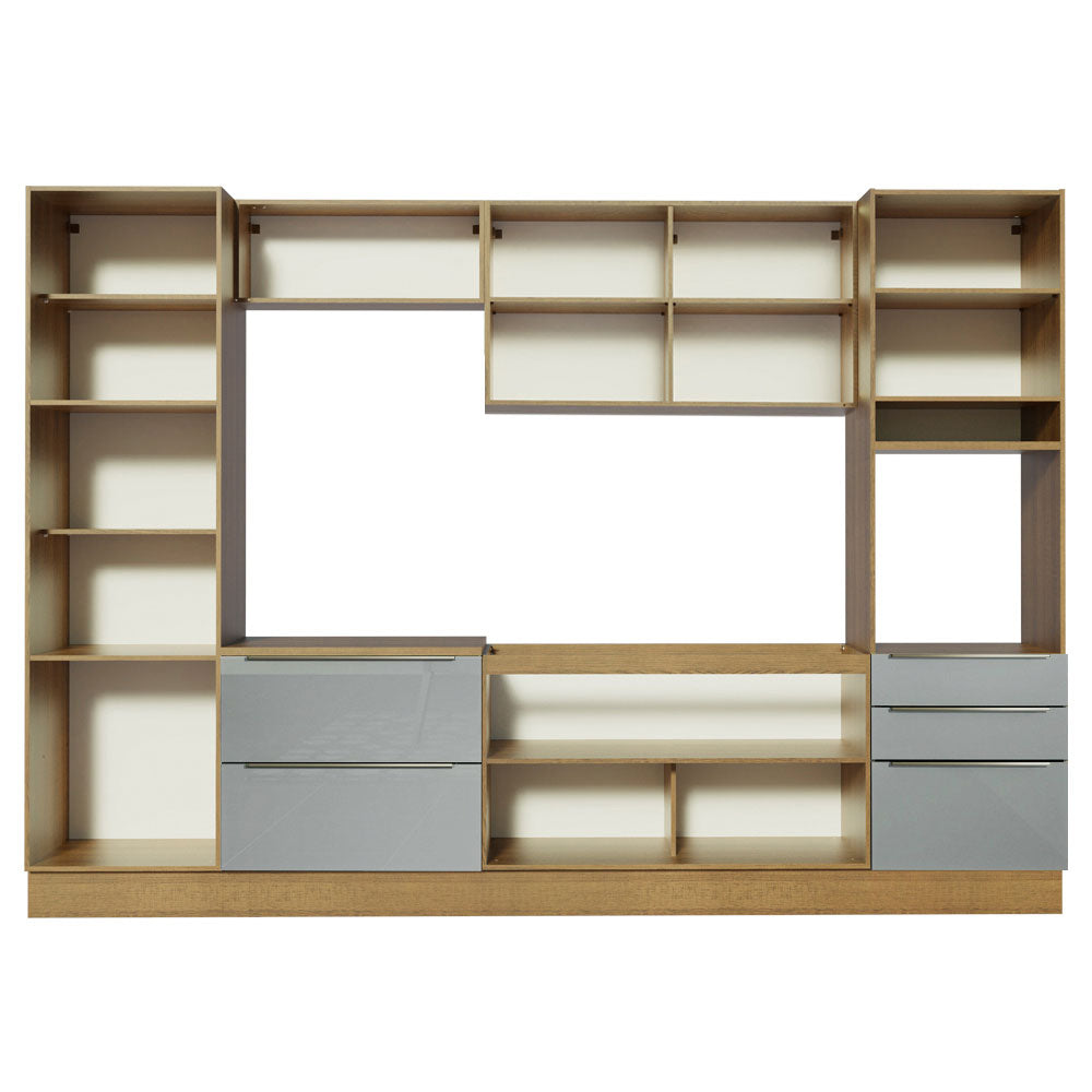 Armário de Cozinha Completa 320 x 60 cm Rustic/Cinza Lux Madesa 03