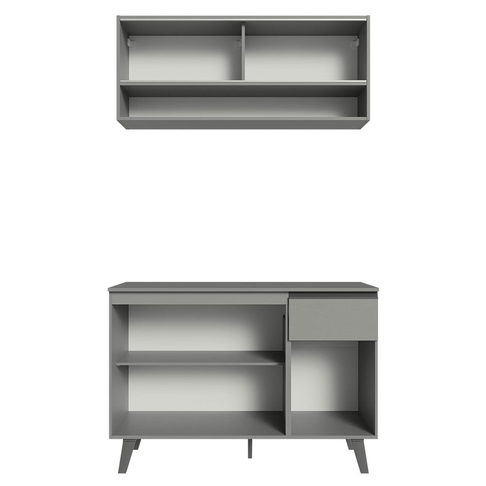 Armário de Cozinha Compacta 120cm Cinza Nice Madesa 02