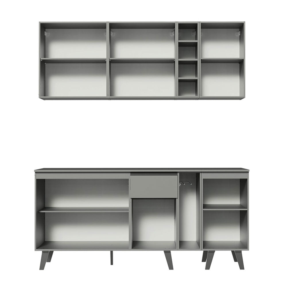 Armário de Cozinha Completa 180cm Cinza Nice Madesa 01