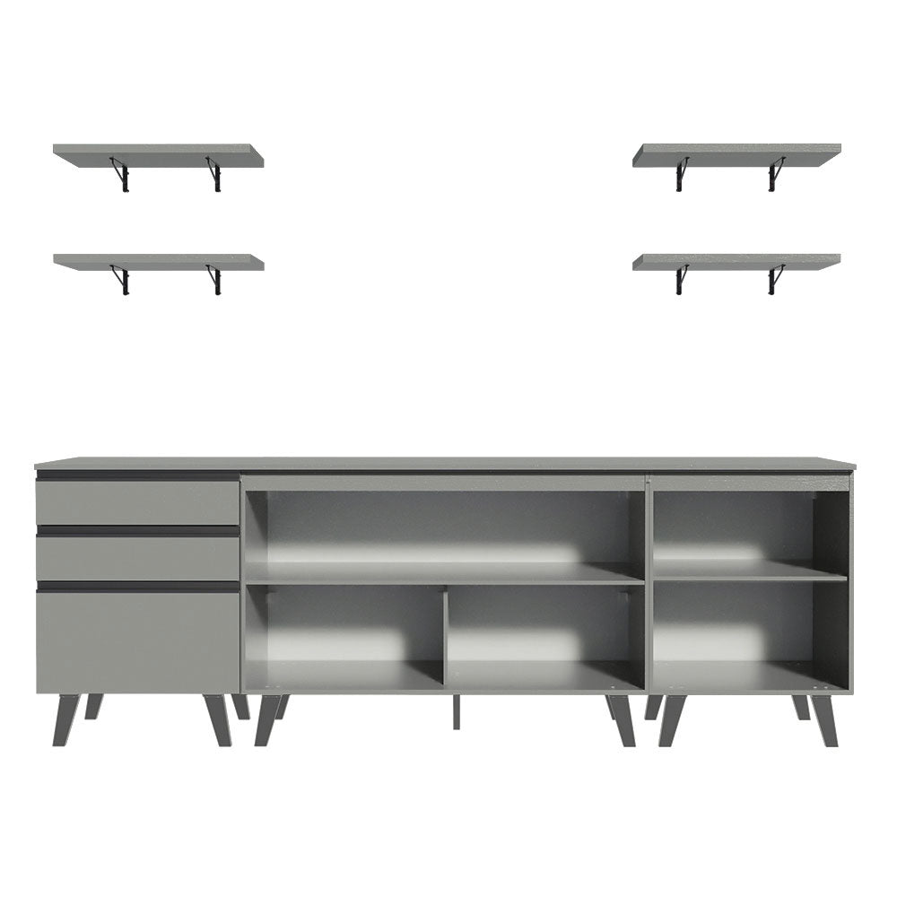 Armário de Cozinha Compacta 240cm Cinza Nice Madesa 01